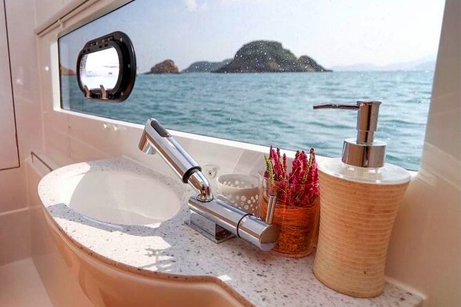Luxury Catamaran Champagne Sunset Cruise - Charlotte Amalie Harbor after dark