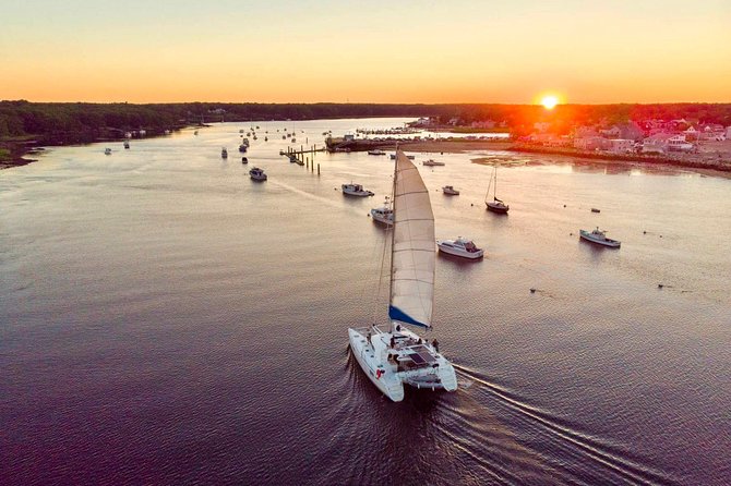 Luxury Catamaran Sailing Charters in Maine - Wood Island Lighthouse and the Gulf of Maine