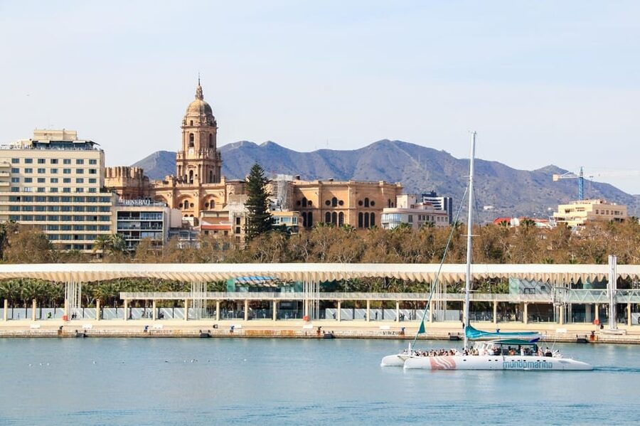 Malaga: Catamaran Sailing Cruise with Swimming & Optional DJ - From Malaga’s pier to the open bay
