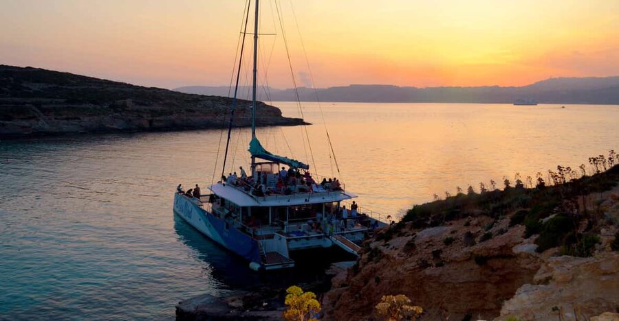 Malta: Blue Lagoon Evening Catamaran Cruise - Leaving Bugibba on the Sea Breeze