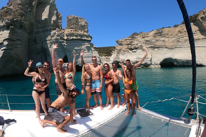 Milos caves snorkelling Catamaran Cruise in a small group - Sykia Cave, reached by dinghy
