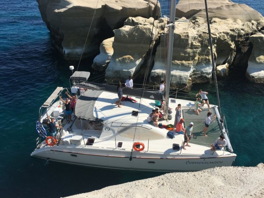 Milos: Full-Day Catamaran Cruise to Poliegos and Kleftiko - Gerakas Beach and the Sulphur Mines