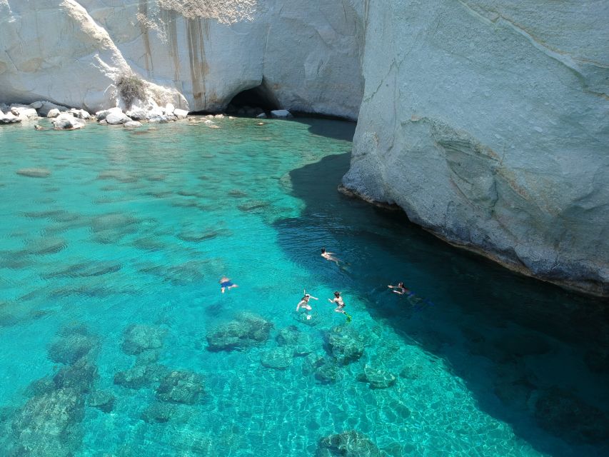 Milos: Full-Day Catamaran Cruise with Paddle Board - Adamas harbor to Klima and Cape Vani