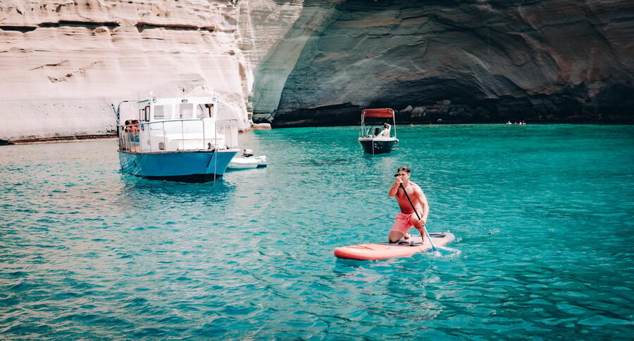 Milos: Kleftiko Morning Catamaran Cruise with Lunch & Drinks - Starting at Adamantas with coffee and local snacks