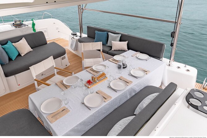 Milos & Poliegos Catamaran Cruise Homemade Full menu BBQ & Drinks - Poliegos and the Galazia Nera Blue Lagoon