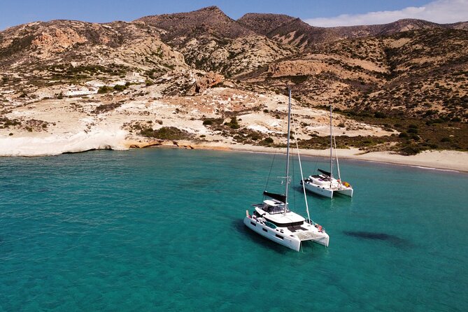 Milos & Poliegos Catamaran Cruise Homemade Full menu BBQ & Drinks - Kalogries Beach and breakfast in a protected bay