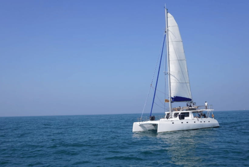 Mirissa: Sunset Catamaran Sailing Boat Tour with Dinner - A three-course dinner beside the beach