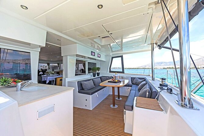 Mykonos Catamaran Premium Day-Sunset Tours 8-flavor Meal & Drinks - The open bar and sunset atmosphere