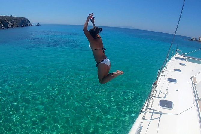 Mykonos Catamaran Private Sunset Cruise, Full Meal & Open-Bar - Starting at Ornos Bay with a tender boat