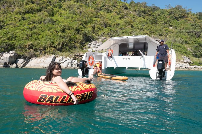 New Power catamaran for Phang Nga and Phi Phi island excursions - Phang Nga combines caves, lunch, and James Bond Island