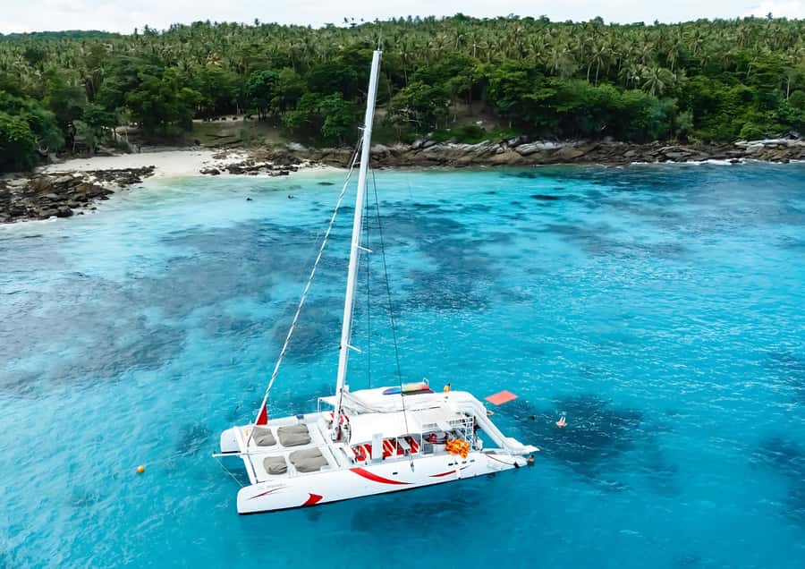 Phuket: Coral, Racha, Promthep Island Catamaran Trip & Lunch - Coral Island: one hour of beach time