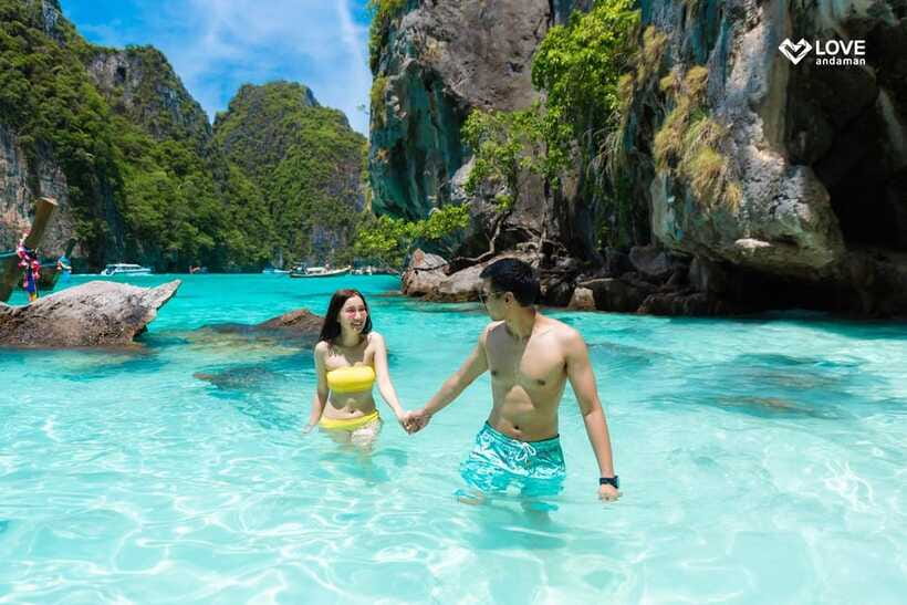 Phuket: Phi Phi Maiton Island Sunset Premium Catamaran Tour - Maiton Island from a comfortable double-decker boat