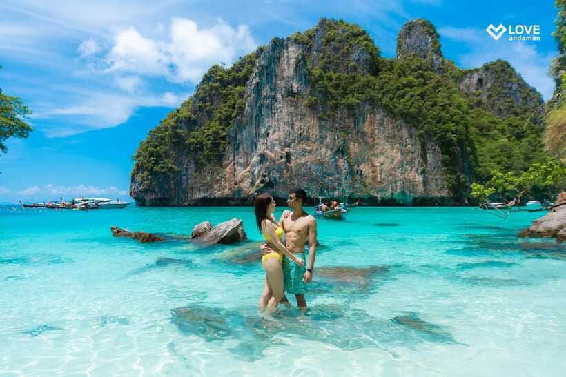 Phuket: Phi Phi Maiton Island Sunset Premium Catamaran Tour - The Whale Shark Bar and a sunset over the Andaman Sea