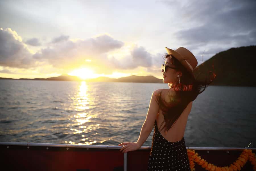 Phuket: Racha & Coral Island Catamaran Tour With Foam Party - Sunset near Promthep Cape closes the trip