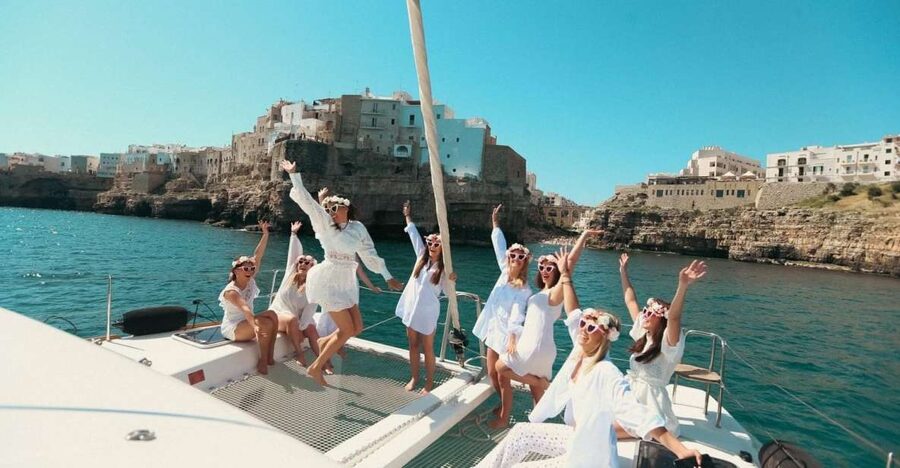 Polignano: Catamaran Cruise with Aperitif and Food - Leaving the marina on a new catamaran