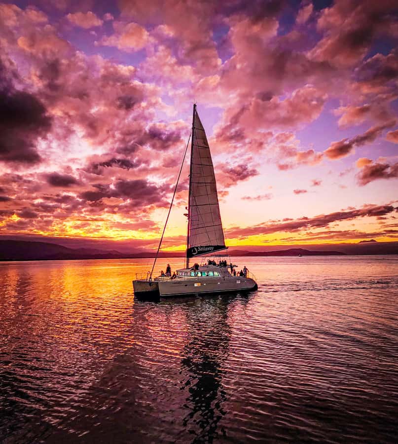 Port Douglas: Low Isles Afternoon Cruise on Luxury Catamaran - The sunset sail back toward Port Douglas
