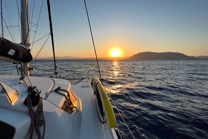 Private CATAMARAN daytrip - Lindos/ Rhodos with Lunch and drinks - Sailing Past Cave Island and the Southeast Coast