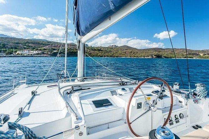 Private Catamaran Tour to the Maddalena Archipelago from Porto Rafael Palau - Spiaggia Rosa, a famous beach seen from offshore