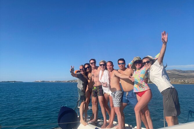Private Full Day Catamaran Cruise from Paros with Lunch - Faneromeni Beach and its weather-shaped rock