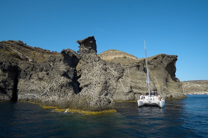 Private Luxury Santorini Catamaran Cruise with Port Pickup - Sunset views from the catamaran