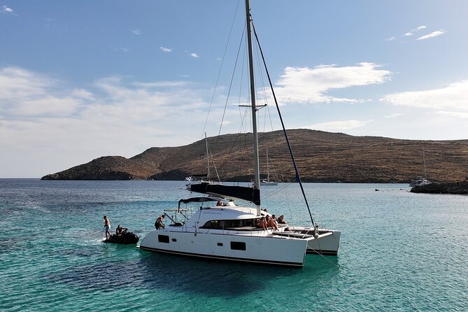 Private Mykonos Catamaran Day Cruise with Meals & Water Toys - Ornos sets the tone