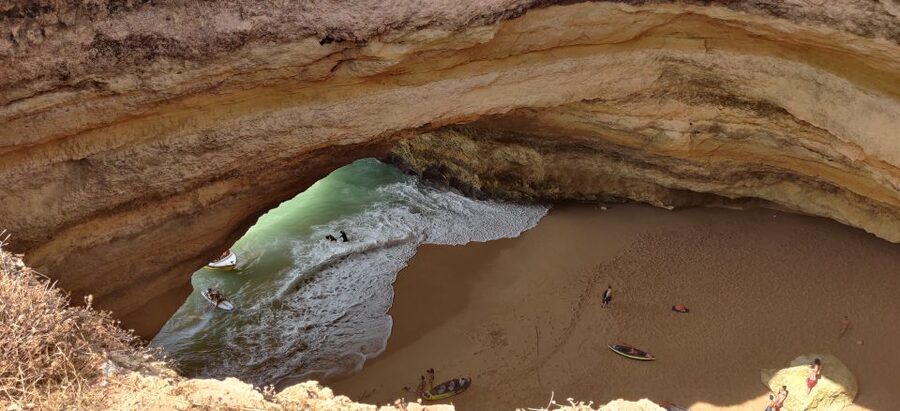 Quarteira: Benagil Cave Guided Catamaran Day Cruise & Drink - Key points at a glance