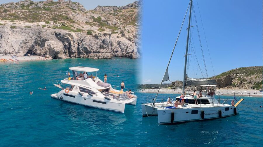 Rhodes: All-Inclusive Catamaran Cruise with Lunch and Drinks - Ladiko Bay: a calmer hour in the water
