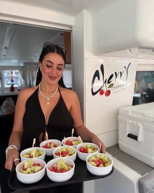 Rhodes: All inclusive Catamaran Escape with Lunch & Drinks - Food, drinks, and the value of $82