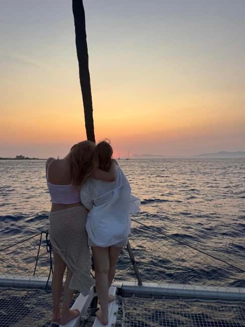 Rhodes: Sunset Catamaran Cruise with Snack, Fruits & Drinks - An hour at Kallithea Springs Bay