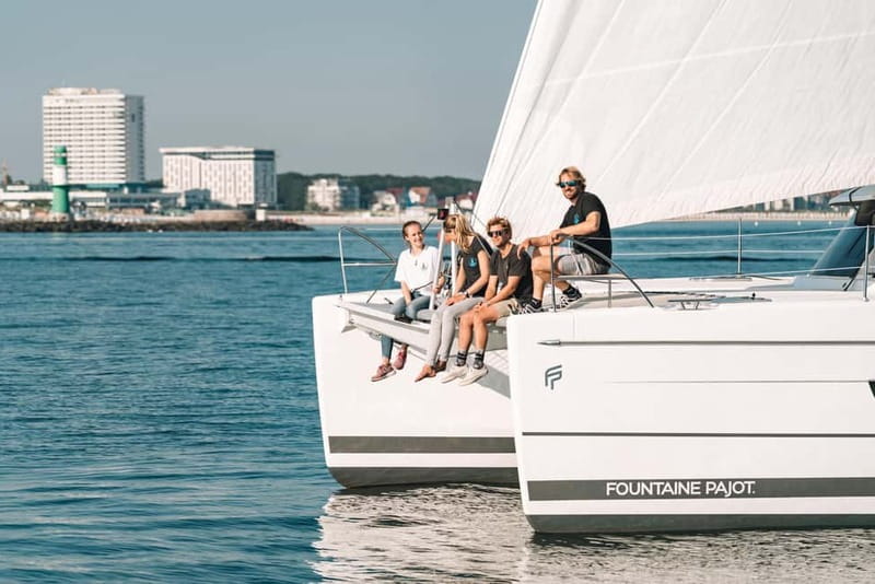 Rostock: Half-Day, Full-Day or Sunset Catamaran Cruise - The first stretch past Warnemünde