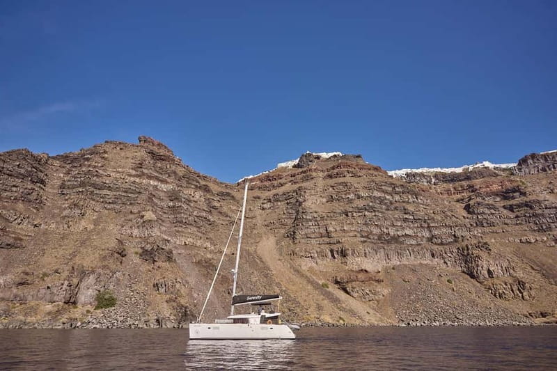 Santorini: Caldera Classic Catamaran Cruise w/ Meal & Drinks - White Beach and Mesa Pigadia