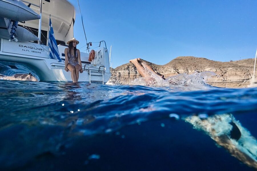 Santorini: Caldera Luxury Catamaran Cruise w/ Meal & Drinks - What the $148 price really covers