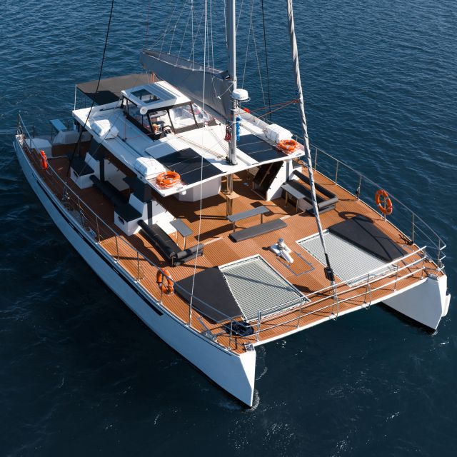 Santorini: Catamaran Caldera Cruise with Meal and Drinks - A proper Greek meal served at sea
