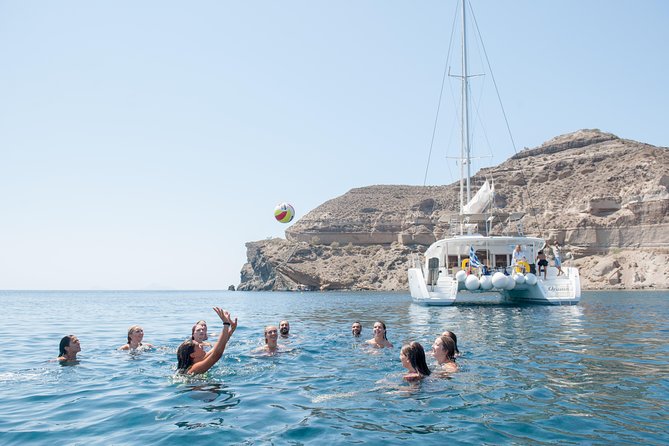 Santorini Catamaran Cruise with Fresh Meal and Open Bar - A fresh meal served on deck