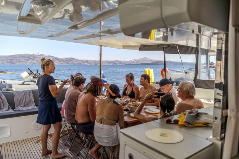 Santorini: Catamaran Cruise with Fresh Meal & Open Bar - Choosing the day cruise or sunset cruise