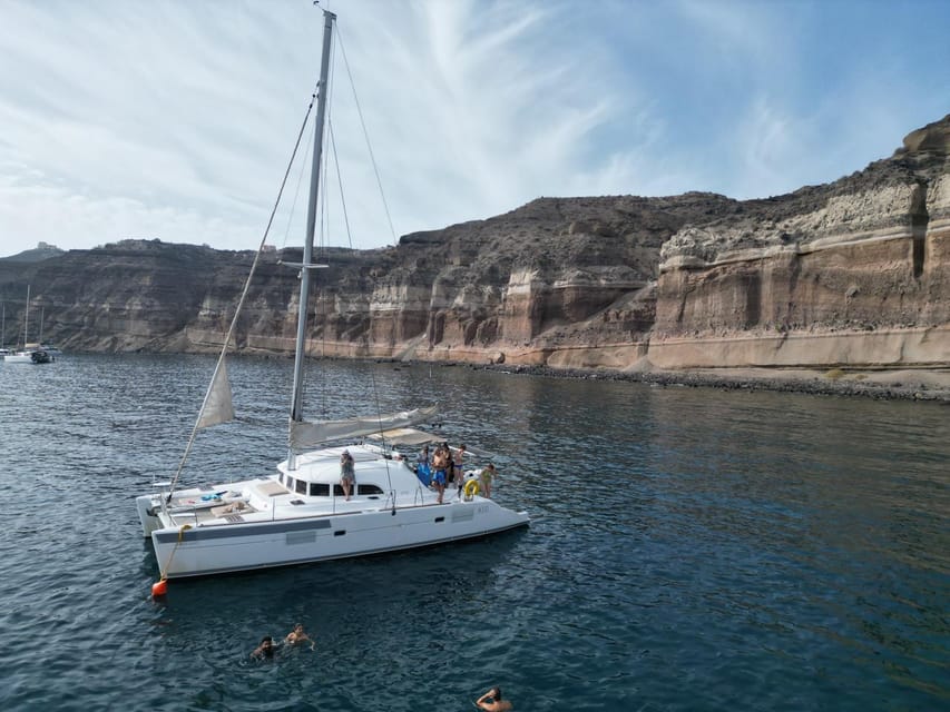 Santorini: Catamaran Cruise with Greek BBQ and Drinks - Mesa Pigadia, the Quiet Final Swim