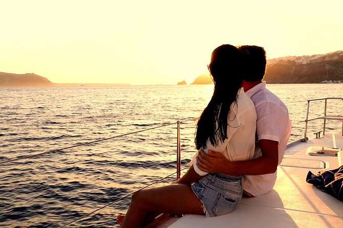 Santorini Catamaran Cruise with Greek Meal, Open-Bar and Sunset - The Volcanic Hot Springs at Palea Kameni