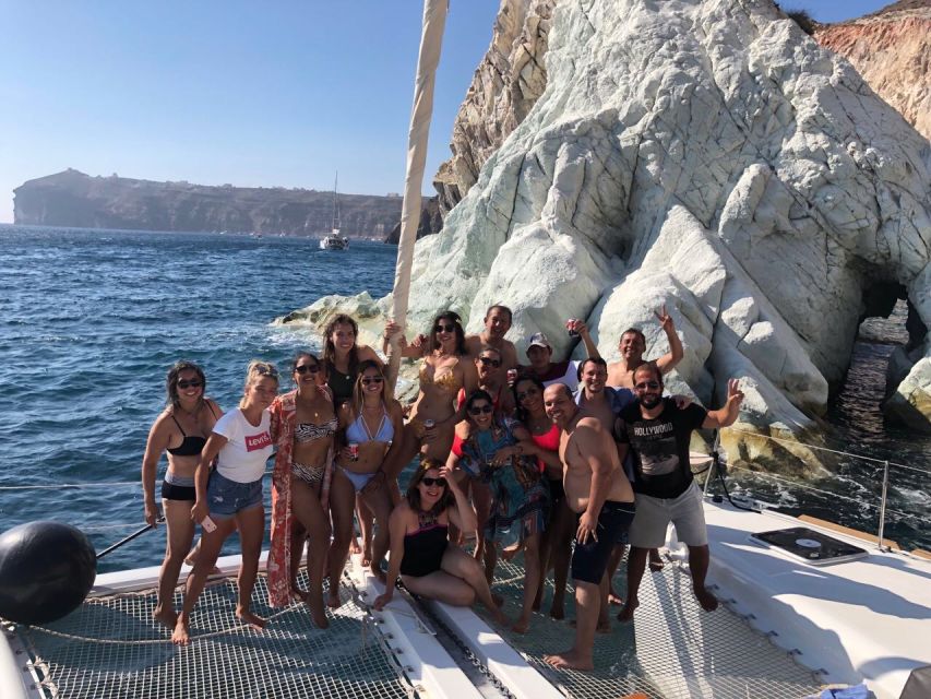 Santorini: Catamaran Cruise with Meal & Open Bar - The Akrotiri lighthouse and the volcanic hot springs