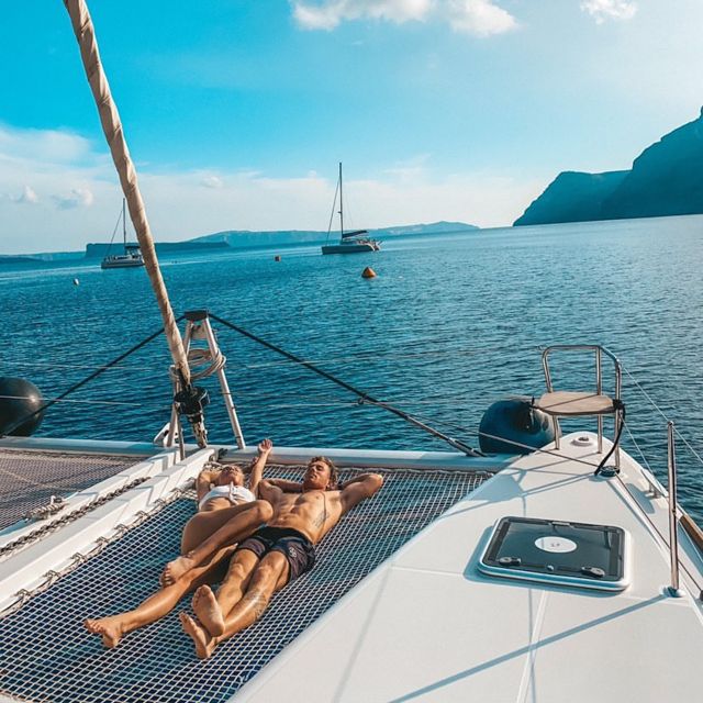 Santorini: Catamaran Cruise with Meal & Open Bar - Thirassia: the main stop and meal onboard