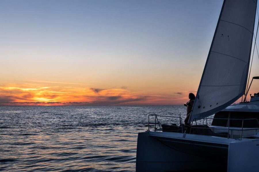 Santorini Catamaran Sunset Skyline Cruise - Vlychada Marina and the first coastal views
