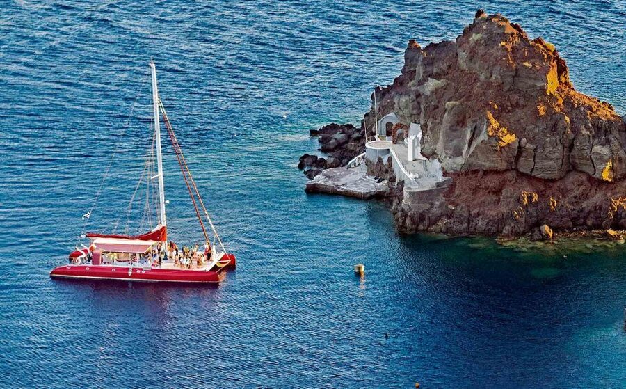 Santorini: Cruise Catamaran with BBQ & Drinks Day or Sunset - Key things to know before booking