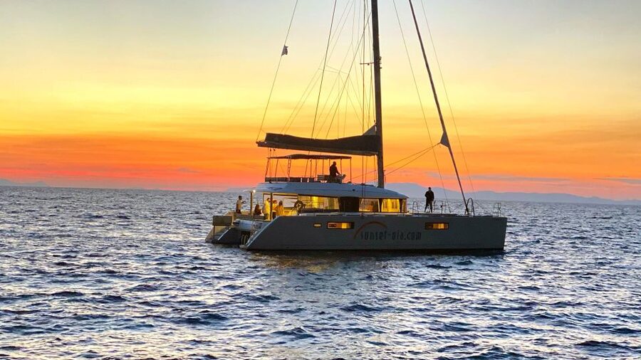 Santorini: Luxurious Catamaran Cruise with Meal & Open Bar - Red Beach from the water