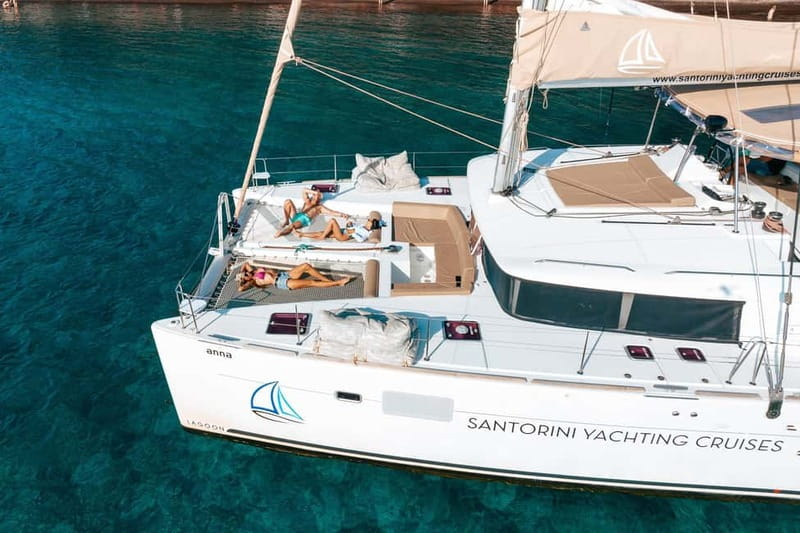 Santorini: Luxury Catamaran Cruise with Lunch, BBQ & Drinks - Red Beach, White Beach, and the southern coast