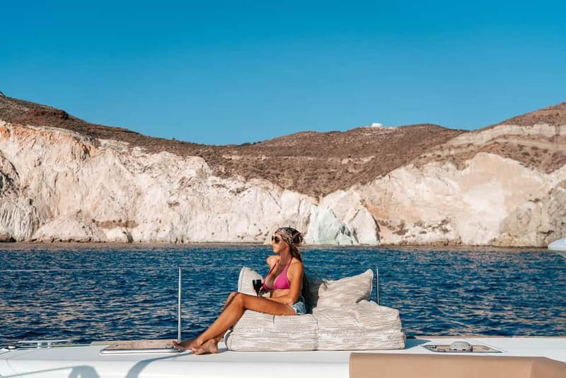 Santorini: Luxury Catamaran Cruise with Lunch, BBQ & Drinks - Hotel pickup and the start at Vlychada Port