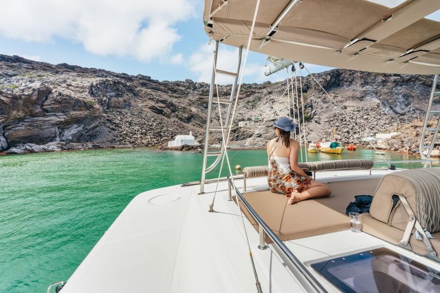 Santorini: Luxury Catamaran Day Trip with Meal and Open Bar - Crew, comfort, and the mood on board