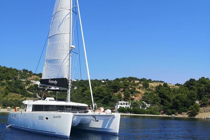 Santorini Oia: Private Sunset Catamaran Cruise with BBQ & Drinks - Palea Kameni and the Sulfur Springs