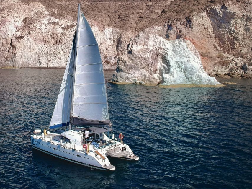 Santorini: Private All-In Catamaran Cruise, with Food|Drinks - Red Beach and White Beach: quick stops with big scenery