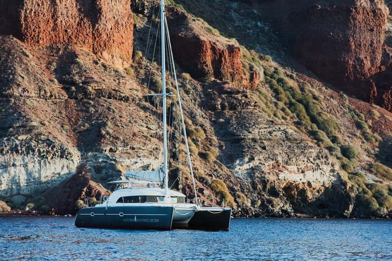 Santorini: Private Catamaran Cruise with BBQ Meal and Drinks - The Volcano and the Warm Water of the Hot Springs