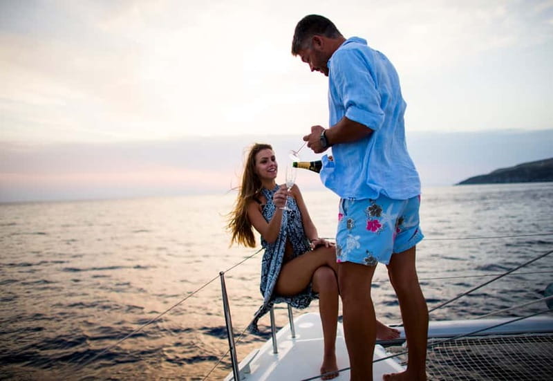 Santorini: Private Catamaran Cruise with BBQ Meal and Drinks - Sunset Trips, Morning Trips, and Sea Conditions
