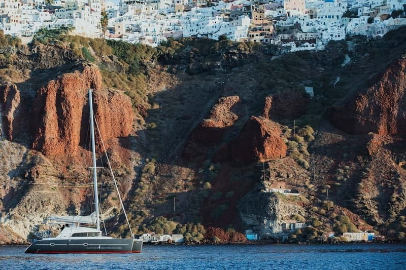 Santorini: Private Catamaran Cruise with BBQ Meal and Drinks - Thirassia and the Quiet Side of Santorini